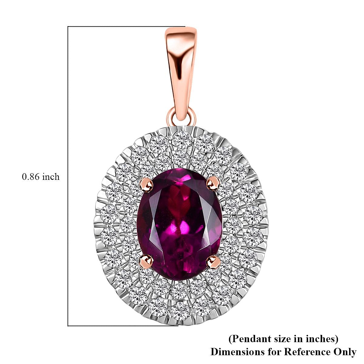 Certified & Appraised Luxoro 10K Rose Gold AAA Radiant Ember Garnet and G-H I2 Diamond Cocktail Pendant 2.07 ctw
