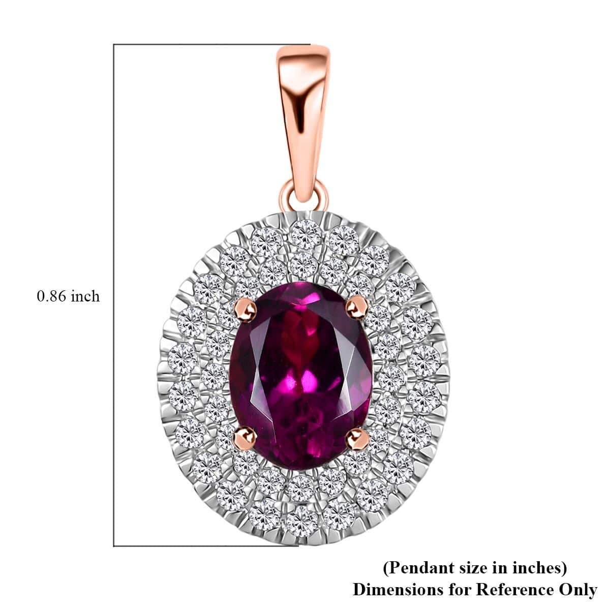 Certified & Appraised Luxoro 10K Rose Gold AAA Radiant Ember Garnet and G-H I2 Diamond Cocktail Pendant 2.07 ctw image number 5