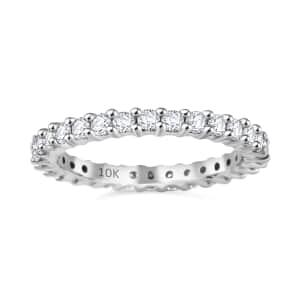 Moissanite 0.90 ctw Eternity Band Ring in 10K White Gold (Size 8.0) 