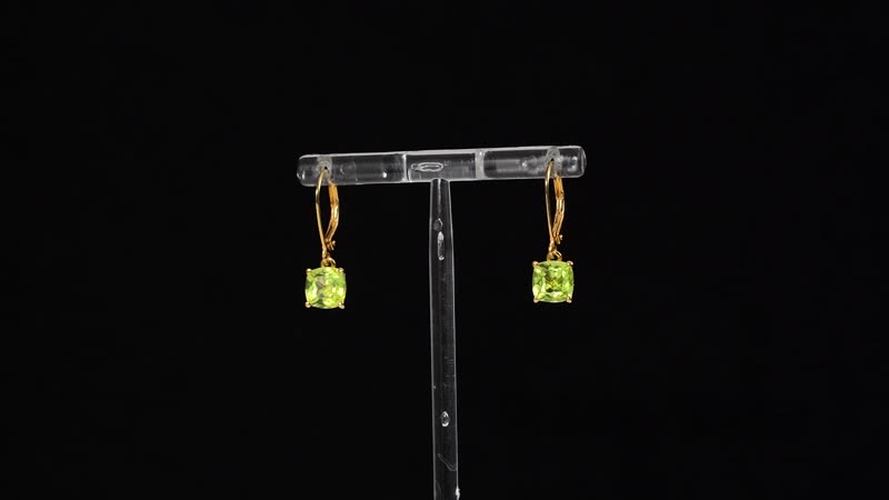 Hebei Peridot Lever Back Earrings in 18K Vermeil Yellow Gold Over Sterling Silver 3.10 ctw