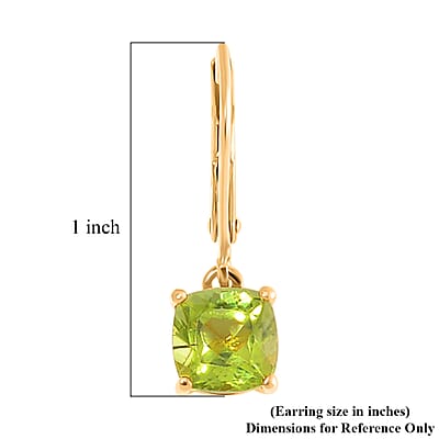 Hebei Peridot Lever Back Earrings in 18K Vermeil Yellow Gold Over Sterling Silver 3.10 ctw