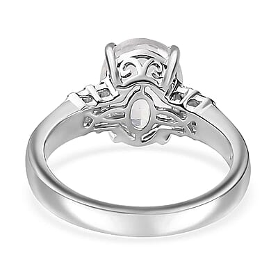 Luxoro AAAA Moon Glow Moonstone and G-H I2 Diamond 2.50 ctw Ring in 10K White Gold (Size 7.0)