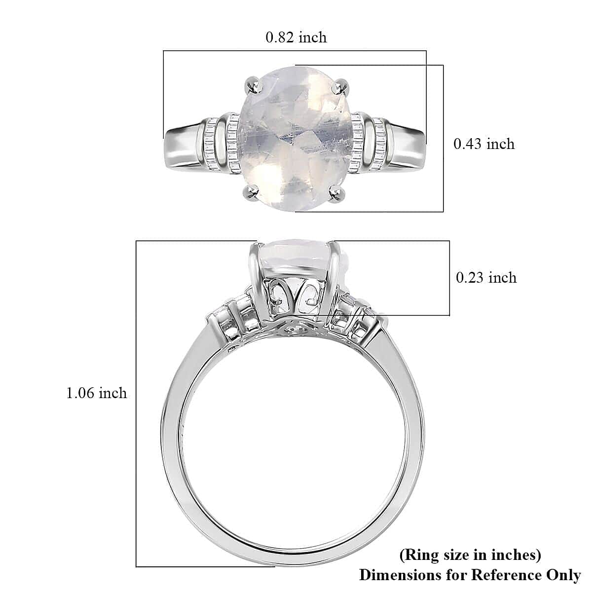 Luxoro AAAA Moon Glow Moonstone and G-H I2 Diamond 2.50 ctw Ring in 10K White Gold (Size 7.0)