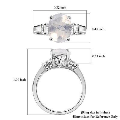 Luxoro AAAA Moon Glow Moonstone and G-H I2 Diamond 2.50 ctw Ring in 10K White Gold (Size 7.0)