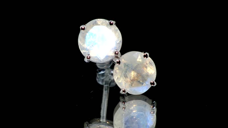 Luxoro 10K White Gold AAAA Moon Glow Moonstone Solitaire Stud Earrings 1.75 ctw