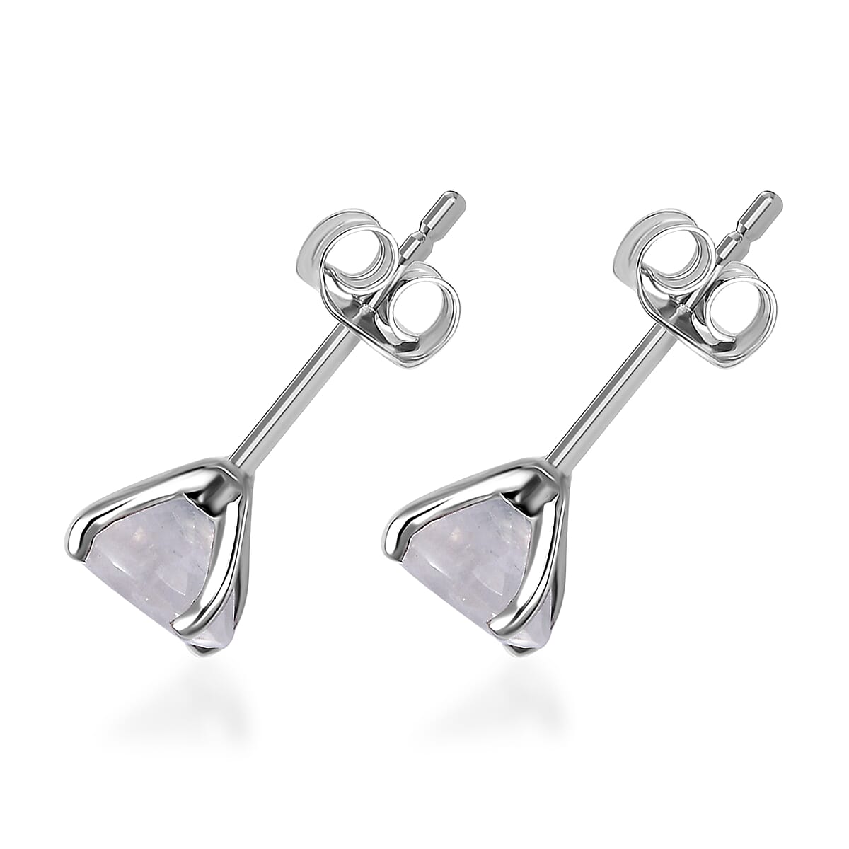 Luxoro 10K White Gold AAAA Moon Glow Moonstone Solitaire Stud Earrings 1.75 ctw image number 3