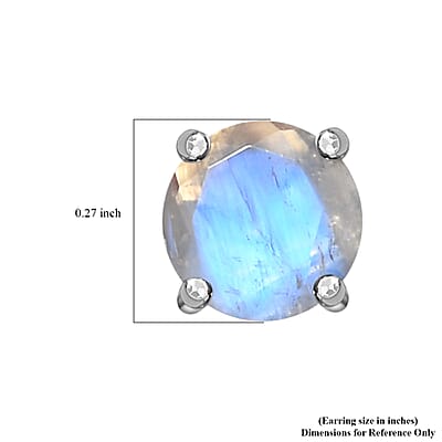 Luxoro 10K White Gold AAAA Moon Glow Moonstone Solitaire Stud Earrings 1.75 ctw
