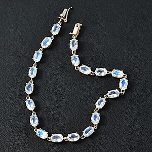 Luxoro 10K Yellow Gold AAAA Moon Glow Moonstone Bracelet (7.25 In) 4.70 Grams 7.75 ctw