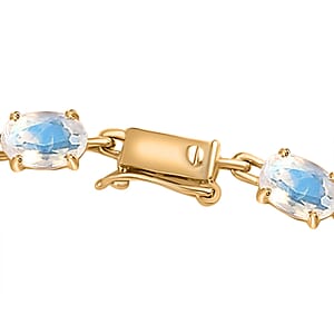 Luxoro 10K Yellow Gold AAAA Moon Glow Moonstone Bracelet (7.25 In) 4.70 Grams 7.75 ctw