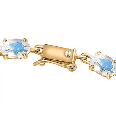 Luxoro 10K Yellow Gold AAAA Moon Glow Moonstone Bracelet (7.25 In) 4.70 Grams 7.75 ctw