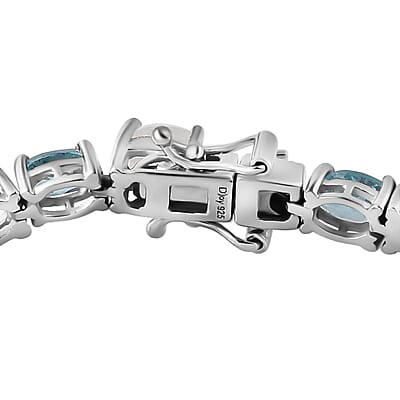 Moon Glow Moonstone and Betroka Blue Apatite Bracelet in Rhodium Over Sterling Silver (6.50 In) 11.30 ctw