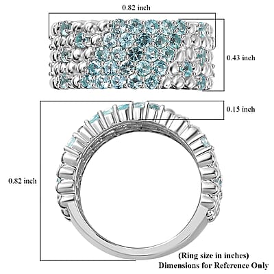 Premium Betroka Blue Apatite Ocean Bubble Ring in Rhodium Over Sterling Silver (Size 10.0) 1.40 ctw