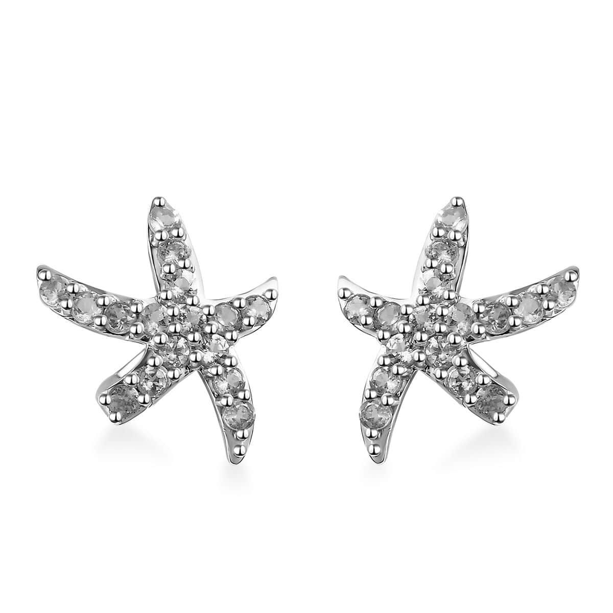 Betroka Blue Apatite Starfish Earrings in Rhodium Over Sterling Silver 1.85 ctw image number 0