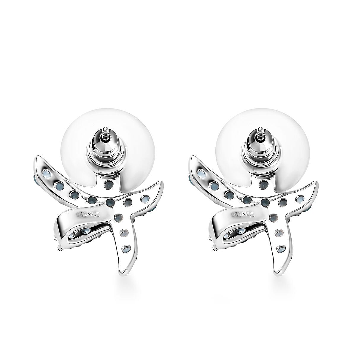 D'Joy Betroka Blue Apatite Starfish Earrings in Rhodium Over Sterling Silver 1.85 ctw