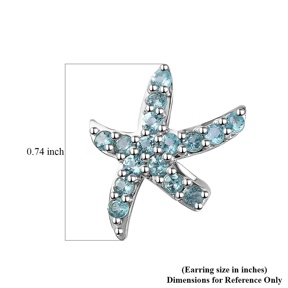 D'Joy Betroka Blue Apatite Starfish Earrings in Rhodium Over Sterling Silver 1.85 ctw