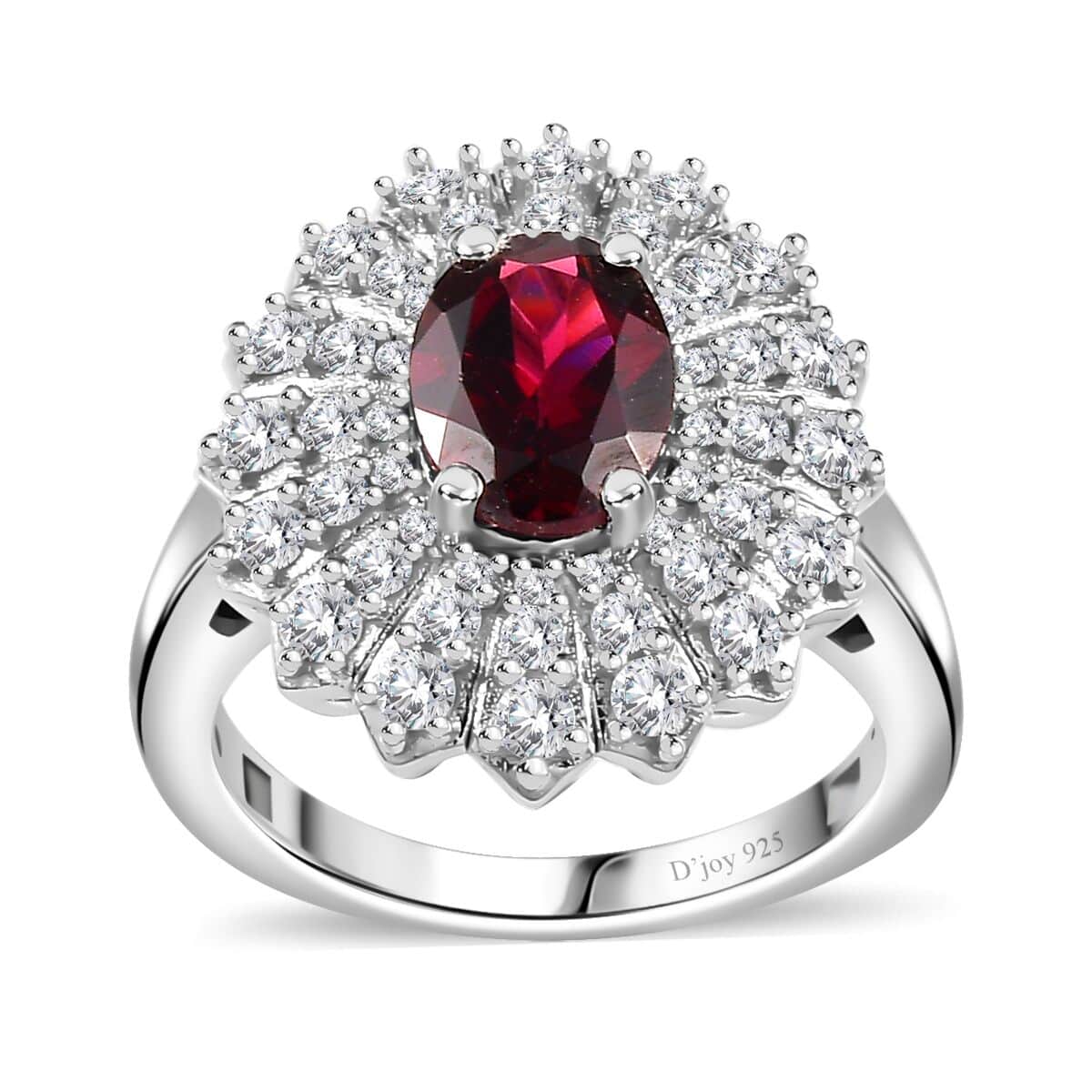 Premium Tanzanian Wine Garnet, Moissanite Ring in Rhodium Over Sterling Silver (Size 10.0) 2.35 ctw image number 0