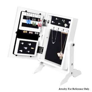 White Color MDF Standing Jewelry Cabinet with Mirror