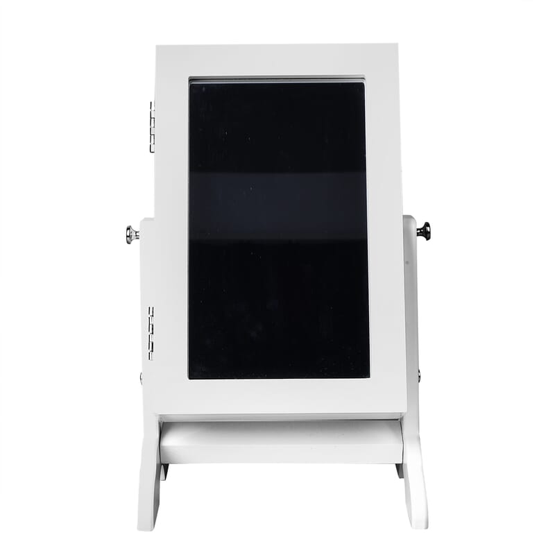 White Color MDF Standing Jewelry Cabinet with Mirror
