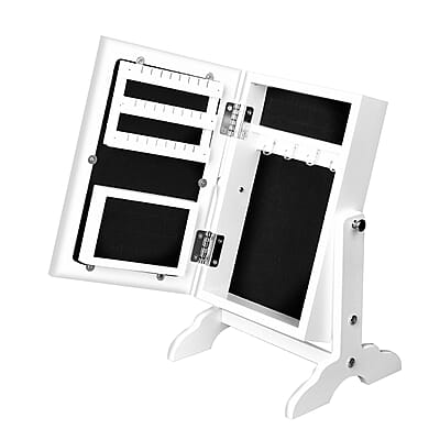 White Color MDF Standing Jewelry Cabinet with Mirror