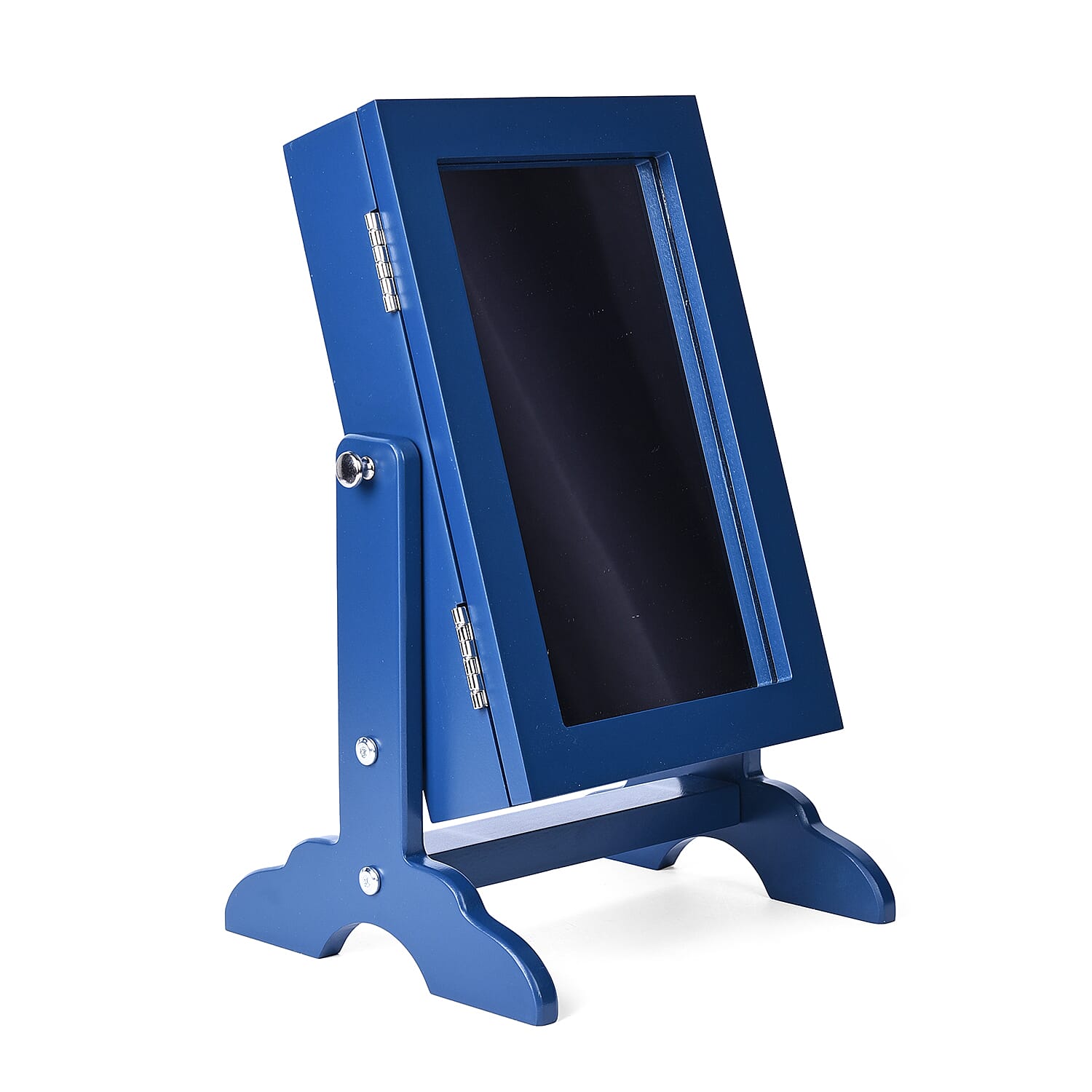 Dark Blue MDF Standing Jewelry Cabinet with Mirror