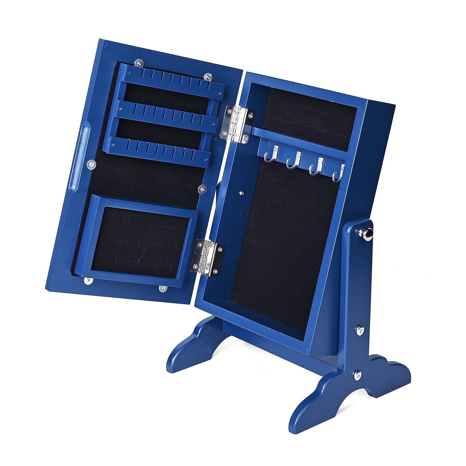 Dark Blue MDF Standing Jewelry Cabinet with Mirror