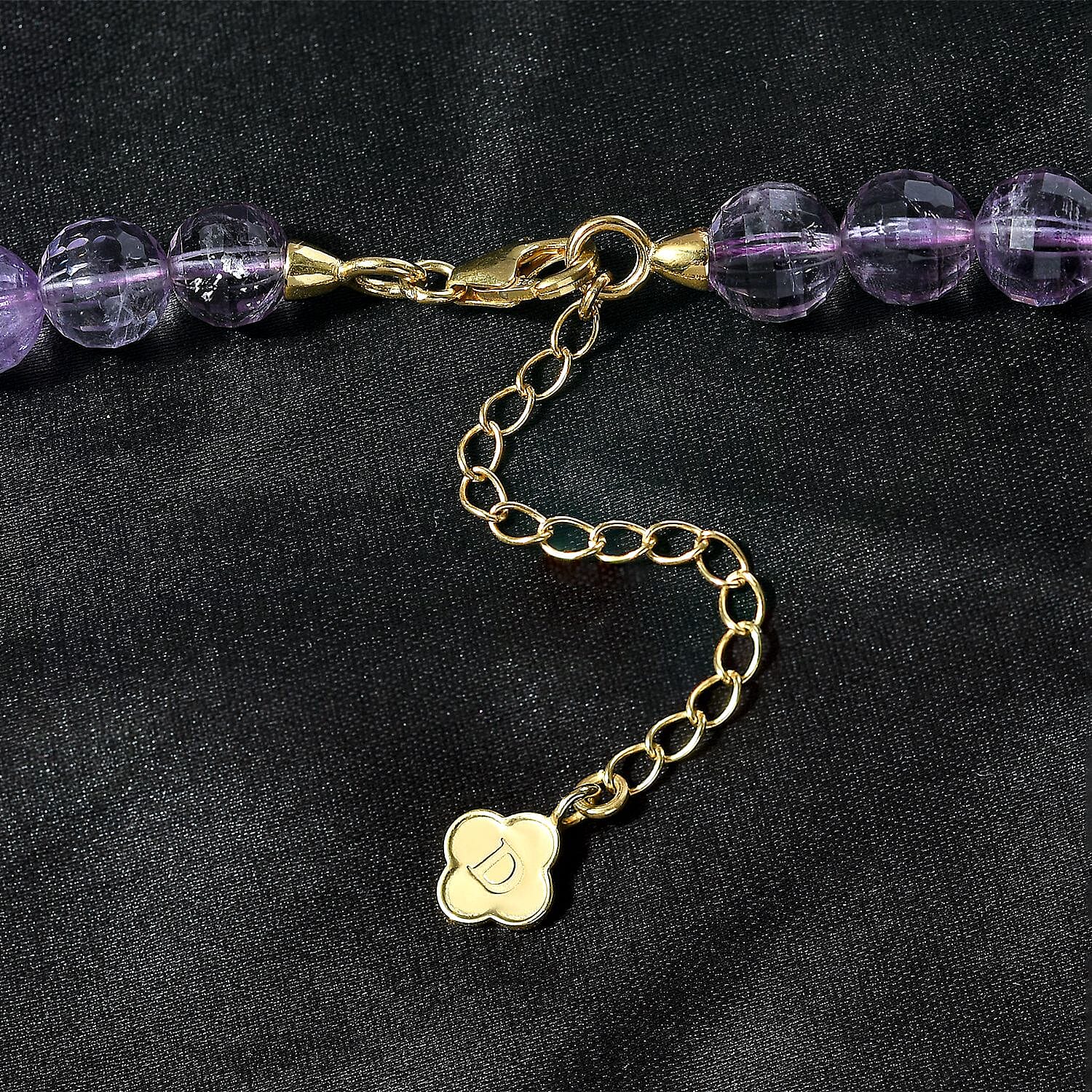 Rose De France Amethyst Beaded Necklace 18-20 Inches in Vermeil Yellow Gold Over Sterling Silver 260.00 ctw