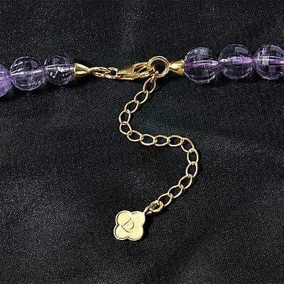 Rose De France Amethyst Beaded Necklace 18-20 Inches in Vermeil Yellow Gold Over Sterling Silver 260.00 ctw