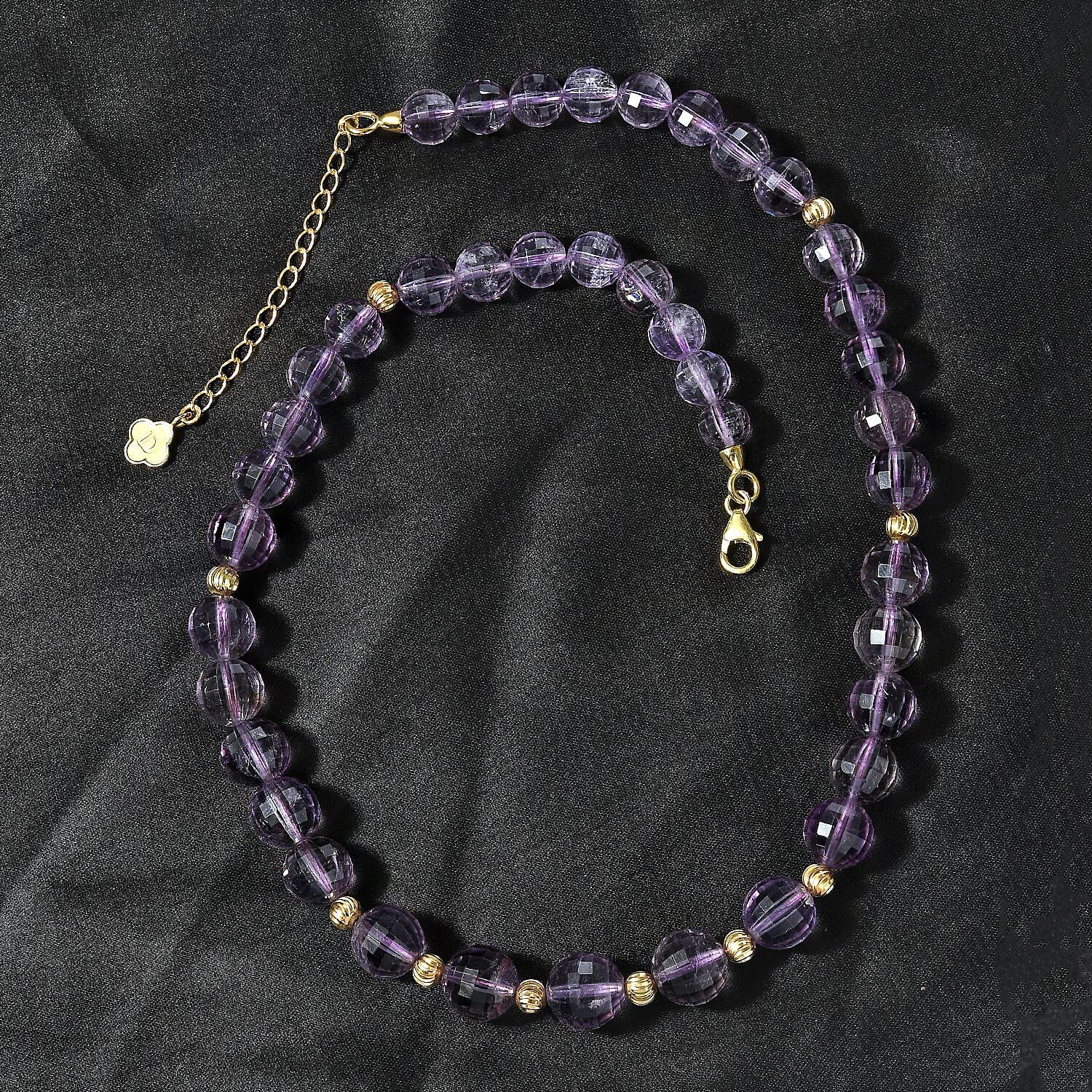 Rose De France Amethyst Beaded Necklace 18-20 Inches in Vermeil Yellow Gold Over Sterling Silver 260.00 ctw