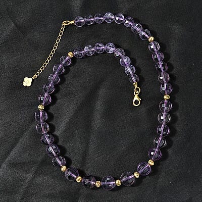Rose De France Amethyst Beaded Necklace 18-20 Inches in Vermeil Yellow Gold Over Sterling Silver 260.00 ctw