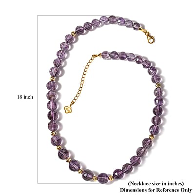 Rose De France Amethyst Beaded Necklace 18-20 Inches in Vermeil Yellow Gold Over Sterling Silver 260.00 ctw