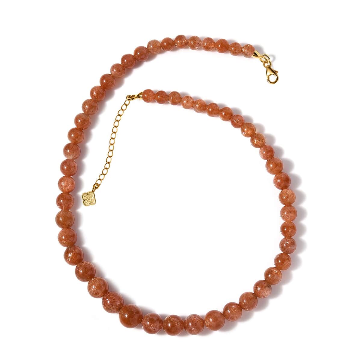 JCK Deal D'Joy Golden Sunstone Beaded Necklace 18-20 Inches in Vermeil Yellow Gold Over Sterling Silver 220.00 ctw image number 0