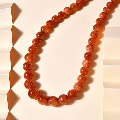 D'Joy Golden Sunstone Beaded Necklace 18-20 Inches in Vermeil Yellow Gold Over Sterling Silver 220.00 ctw