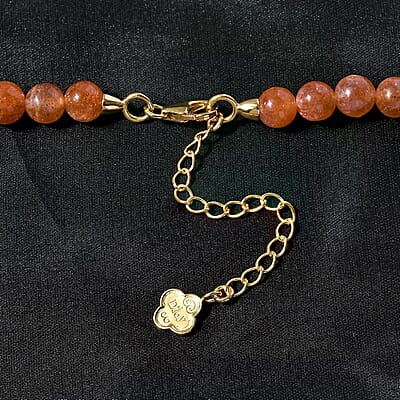 D'Joy Golden Sunstone Beaded Necklace 18-20 Inches in Vermeil Yellow Gold Over Sterling Silver 220.00 ctw
