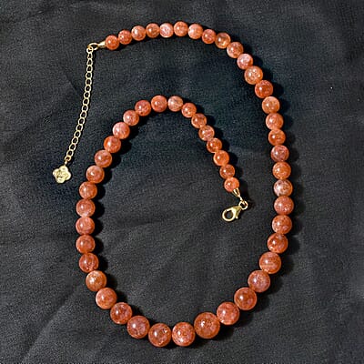 D'Joy Golden Sunstone Beaded Necklace 18-20 Inches in Vermeil Yellow Gold Over Sterling Silver 220.00 ctw