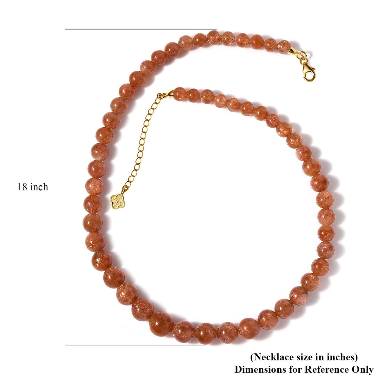 JCK Deal D'Joy Golden Sunstone Beaded Necklace 18-20 Inches in Vermeil Yellow Gold Over Sterling Silver 220.00 ctw image number 5