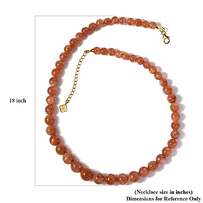 D'Joy Golden Sunstone Beaded Necklace 18-20 Inches in Vermeil Yellow Gold Over Sterling Silver 220.00 ctw