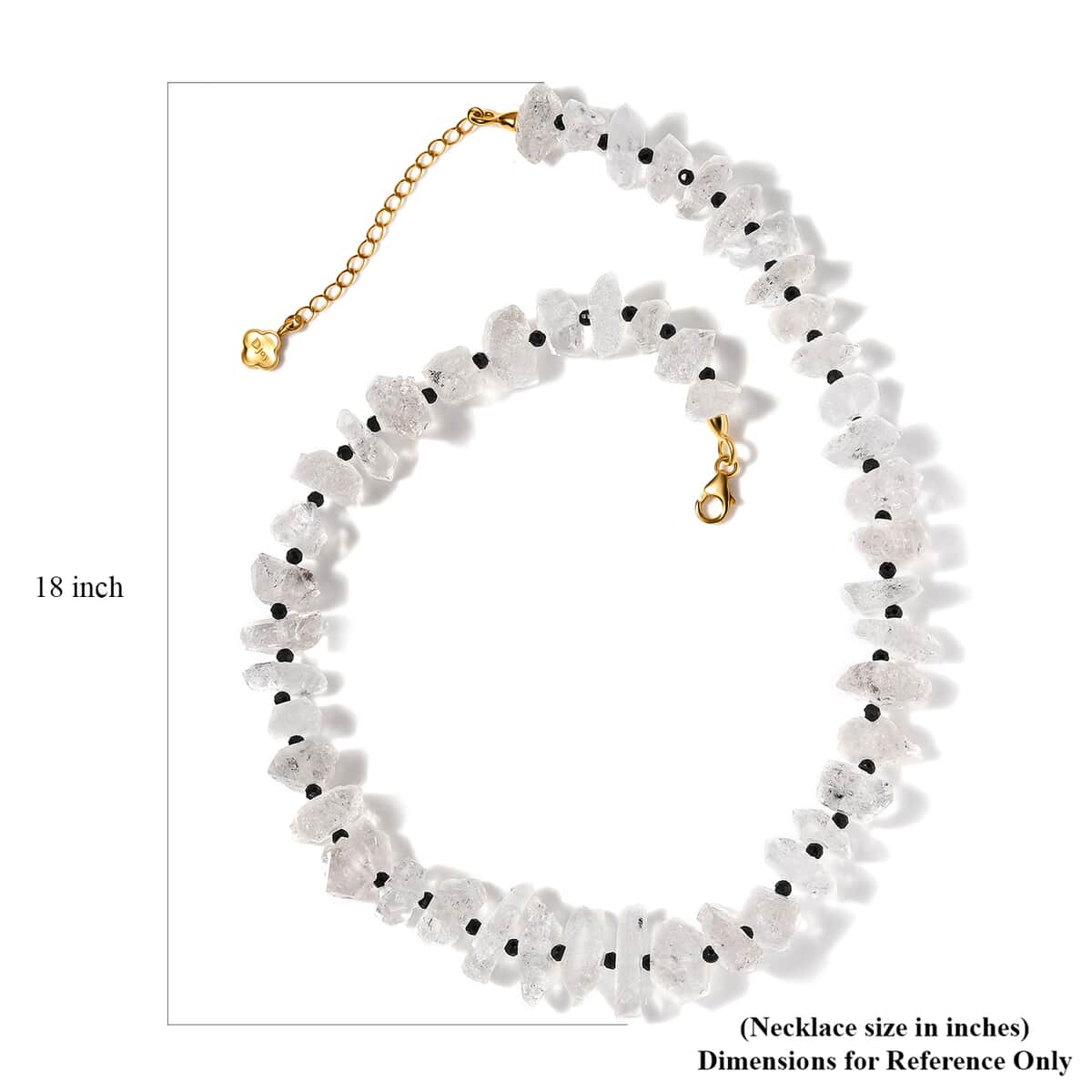 D'Joy Herkimer Diamond Quartz and Thai Black Spinel Chips Necklace 18-20 Inches in Vermeil Yellow Gold Over Sterling Silver 360.00 ctw image number 5