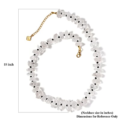D'Joy Herkimer Diamond Quartz and Thai Black Spinel Chips Necklace 18-20 Inches in Vermeil Yellow Gold Over Sterling Silver 360.00 ctw