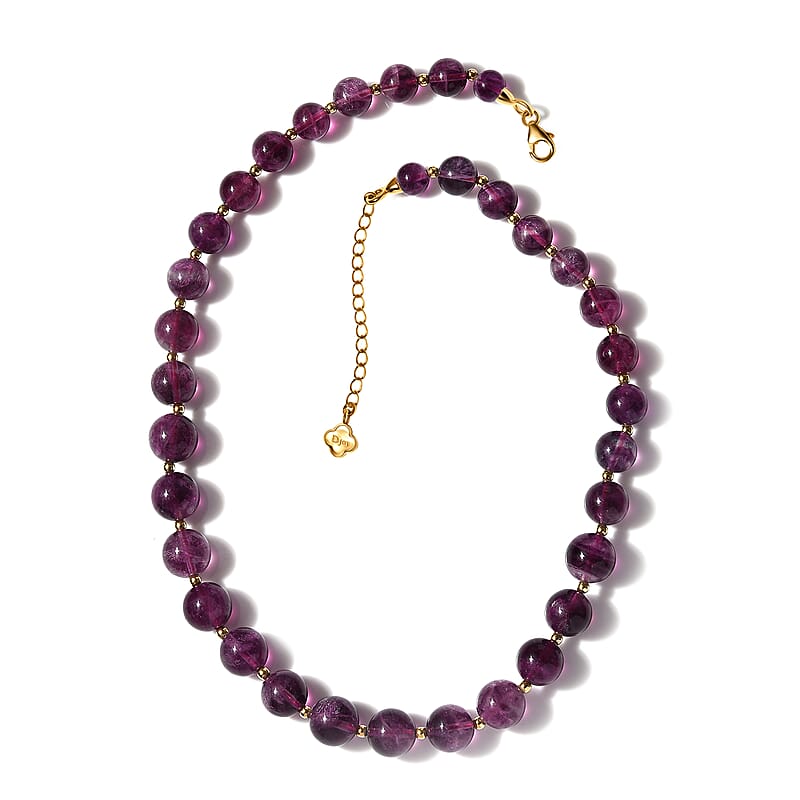 D'Joy Purple Fluorite Beaded Graduated Necklace 18-20 Inches in Vermeil Yellow Gold Over Sterling Silver 339.00 ctw