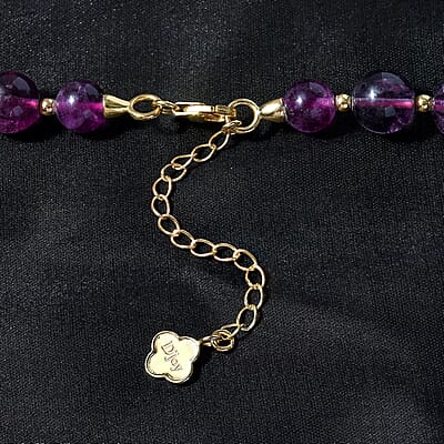 D'Joy Purple Fluorite Beaded Graduated Necklace 18-20 Inches in Vermeil Yellow Gold Over Sterling Silver 339.00 ctw