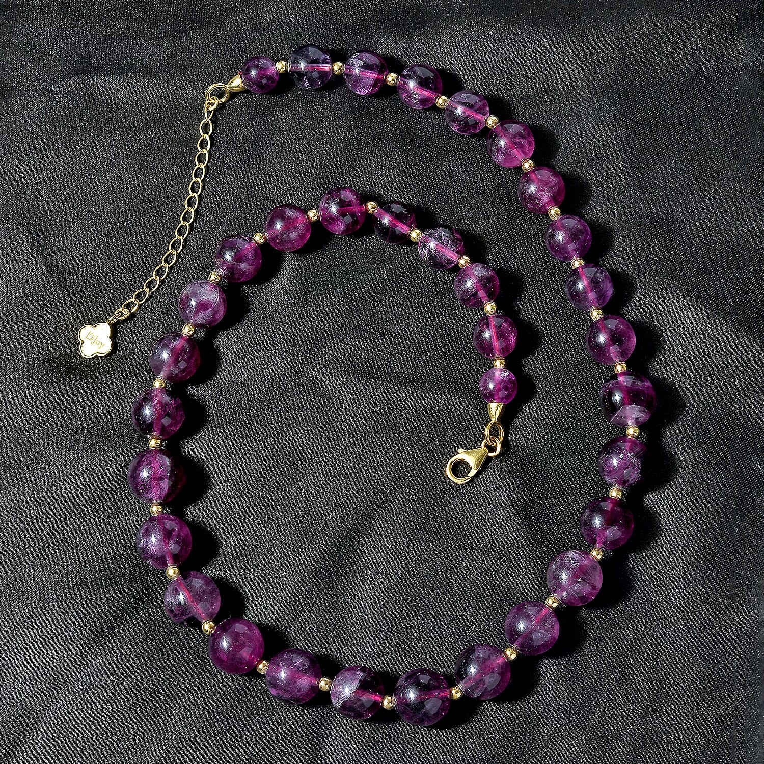 D'Joy Purple Fluorite Beaded Graduated Necklace 18-20 Inches in Vermeil Yellow Gold Over Sterling Silver 339.00 ctw