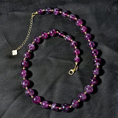 D'Joy Purple Fluorite Beaded Graduated Necklace 18-20 Inches in Vermeil Yellow Gold Over Sterling Silver 339.00 ctw