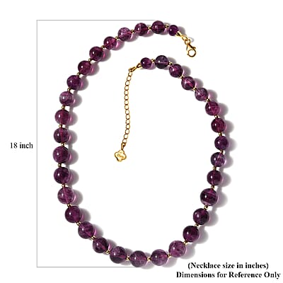 D'Joy Purple Fluorite Beaded Graduated Necklace 18-20 Inches in Vermeil Yellow Gold Over Sterling Silver 339.00 ctw