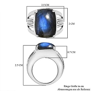 Labradorite 14.04 ctw Ring in Stainless Steel (Size 8)