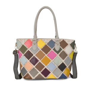 Chaos By Elsie Multicolor Rhomboid Genuine Leather Tote Bag