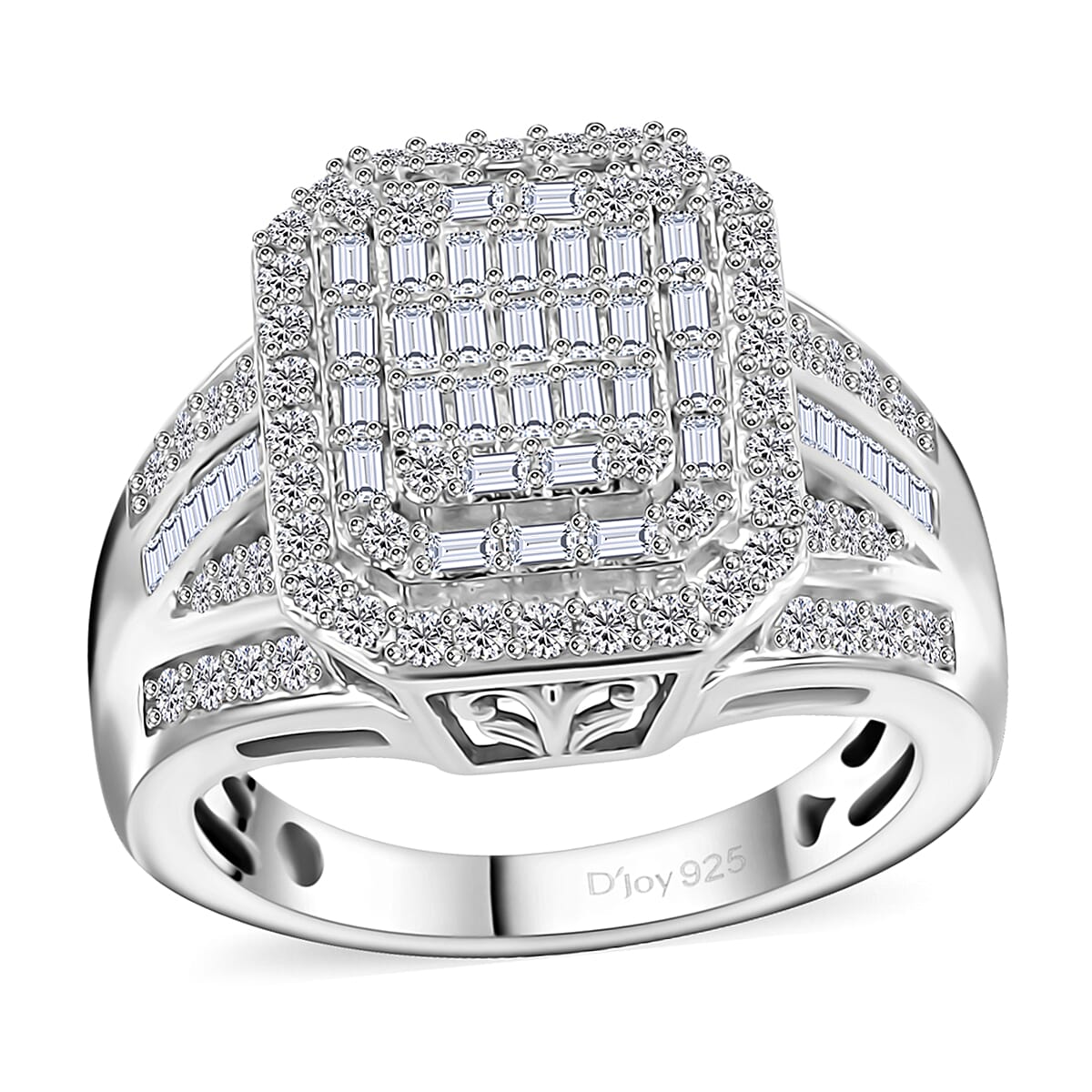 Diamond 1.00 ctw Art Deco Ring in Rhodium Over Sterling Silver (Size 10.0)
