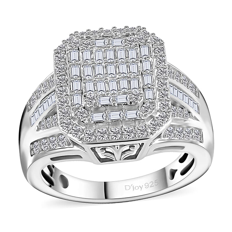 Diamond 1.00 ctw Art Deco Ring in Rhodium Over Sterling Silver (Size 10.0)
