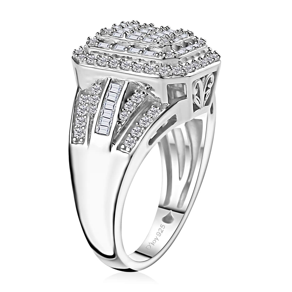 Diamond 1.00 ctw Art and Deco Ring in Rhodium Over Sterling Silver (Size 10.0) image number 3