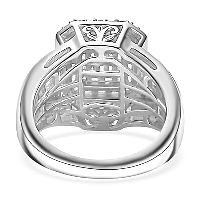 Diamond 1.00 ctw Art Deco Ring in Rhodium Over Sterling Silver (Size 10.0)