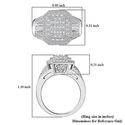Diamond 1.00 ctw Art Deco Ring in Rhodium Over Sterling Silver (Size 10.0)